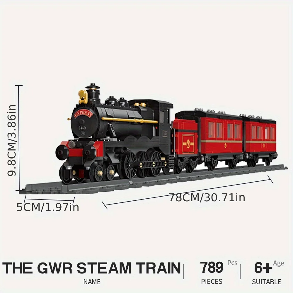 BRO1 Locomotive CN5700 GWR Steam Train Railway Express Modular Bricks Technical Model Building Blocks Kids Toys Gifts