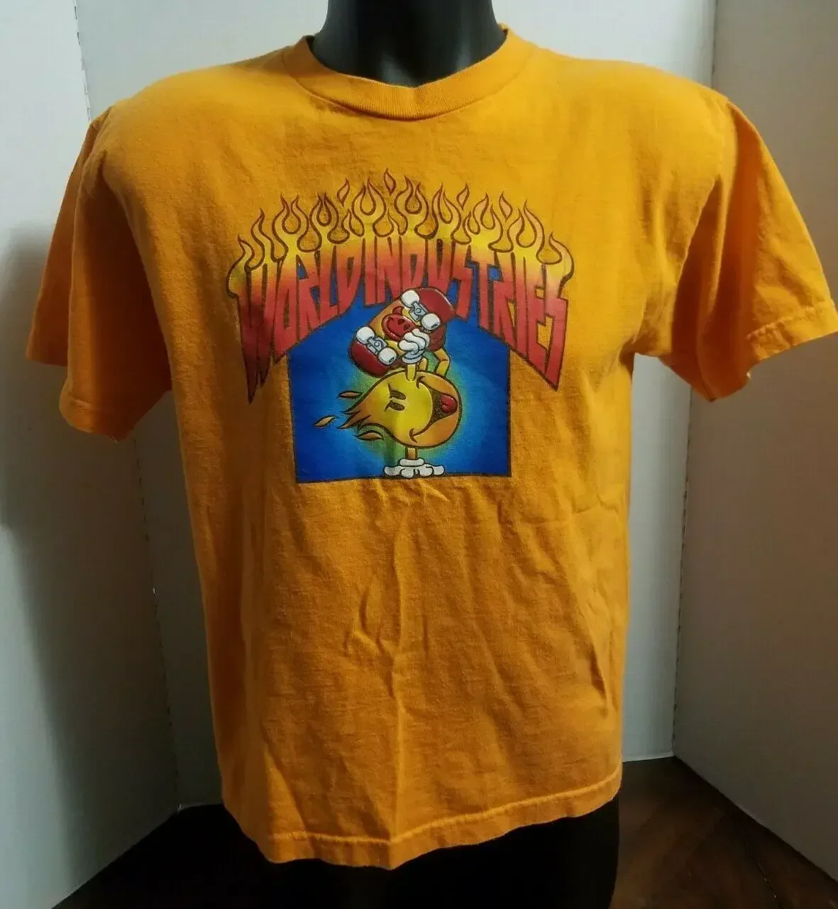 World Industries Skateboards EUA Vintage 90's FLAME BOY Skate Camiseta Jovem XL