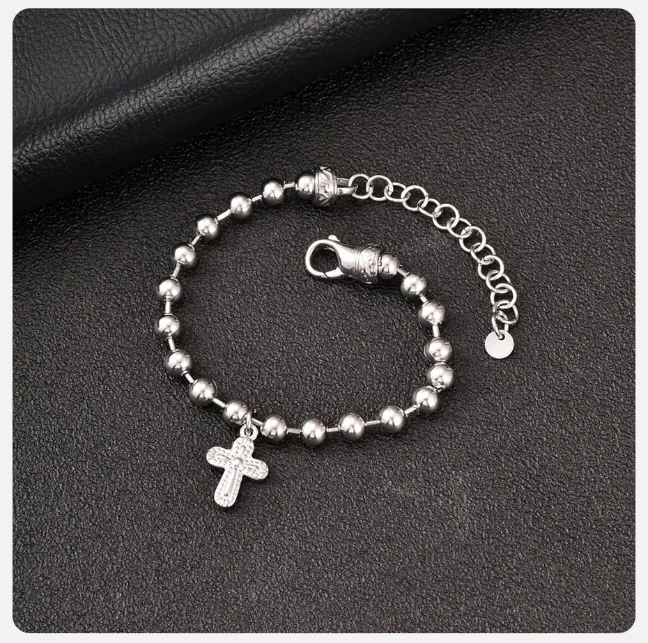 Vnox Edelstahl-Kreuzarmband für Herren, verstellbare Kette 19-24 cm, christlicher Schmuck, Punk-Gothic-Street-Style-Geschenk für Ihn – Detail 5