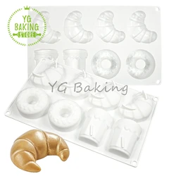 Dorica 8 Cavity 3D Croissant/Donut Silicone Mousse Mould DIY Bread Dessert Chocolate Mold Cake Decorating Tools Kitchen Bakeware