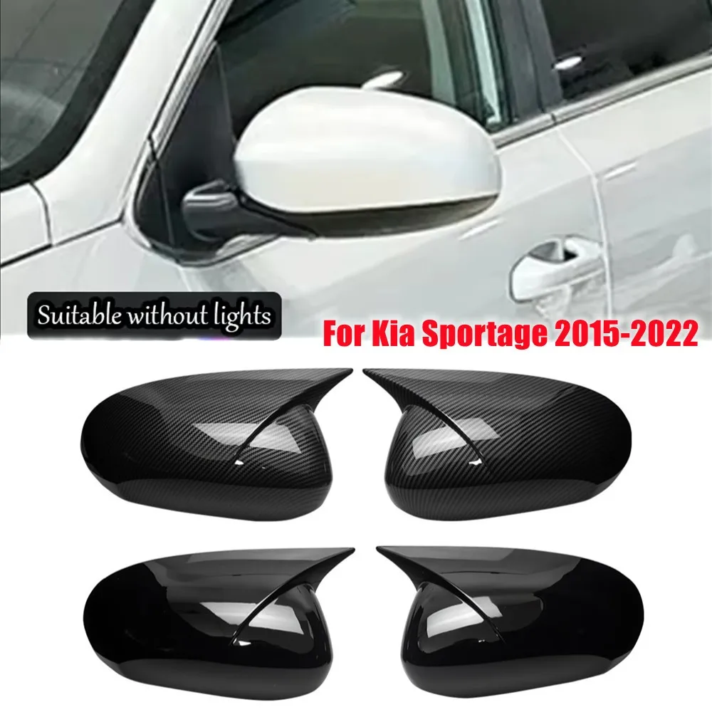 

For Kia Sportage 2015 2016 2017-2022 ABS Plastic Car Rearview Side Mirror Cover Wing Cap Exterior Door Trim Adhesive Sticker