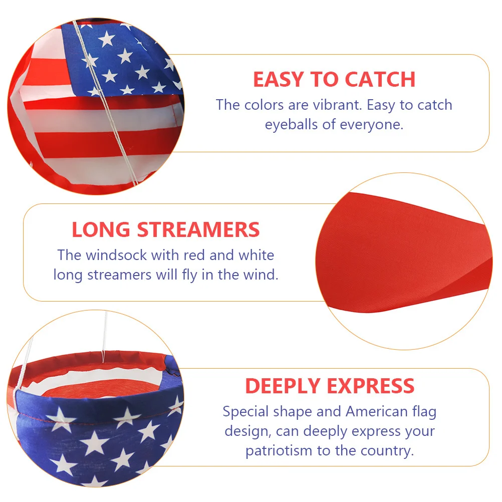 

1Pcs American Flag Windsock Stars Stripes Polyester Red White Blue Patriotic Windsock Outdoor Backyard Decoration Independence