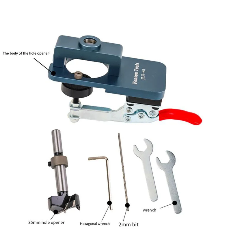 Multifunctional hinge hole opener set Door panel Hinge punch Cabinet door positioner Wood board drilling