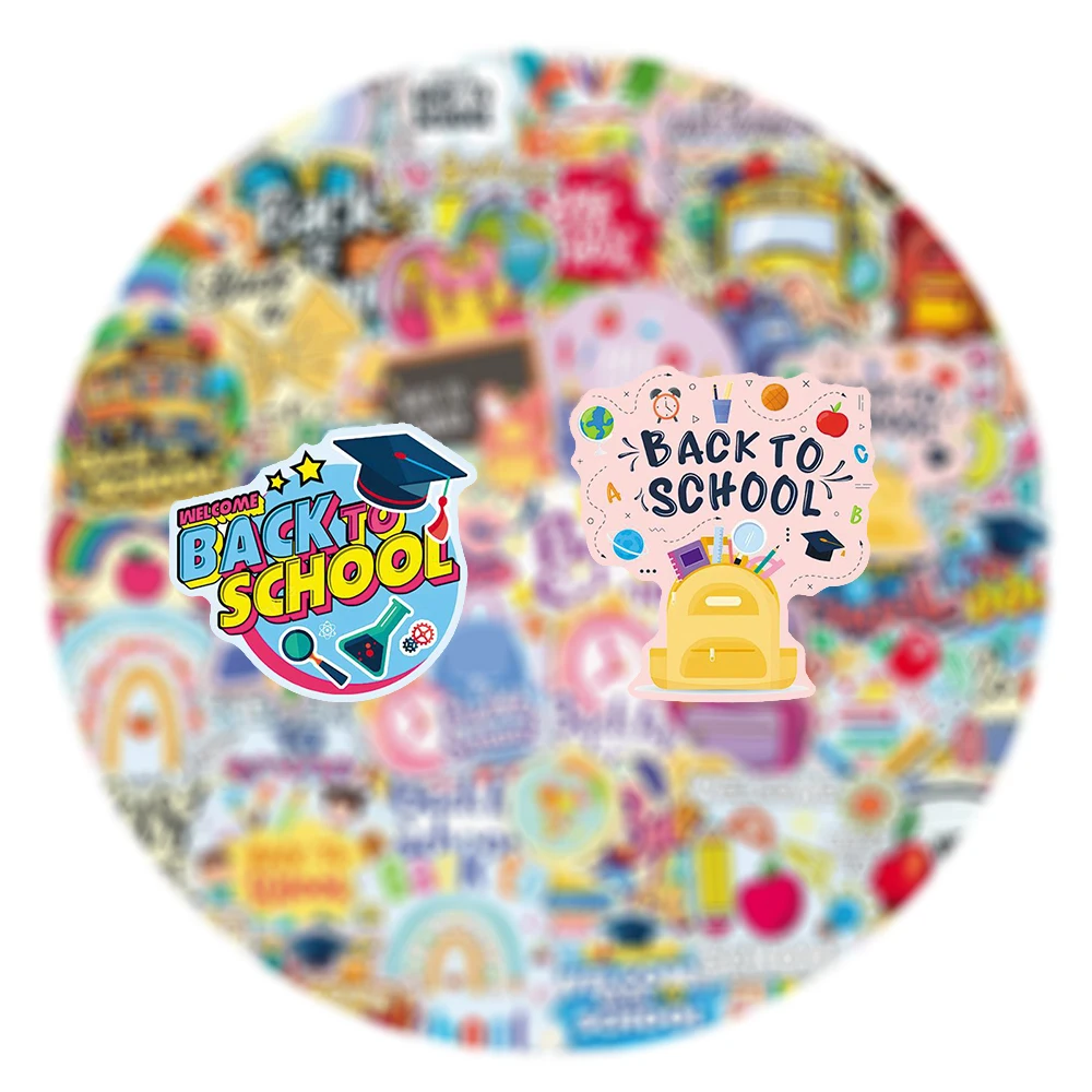 

10/30/50pcs Cartoon Back To School Stickers Cute Creative Sticker for Kids Toy Notebook Luggage Phone Waterproof Decal Wholesale