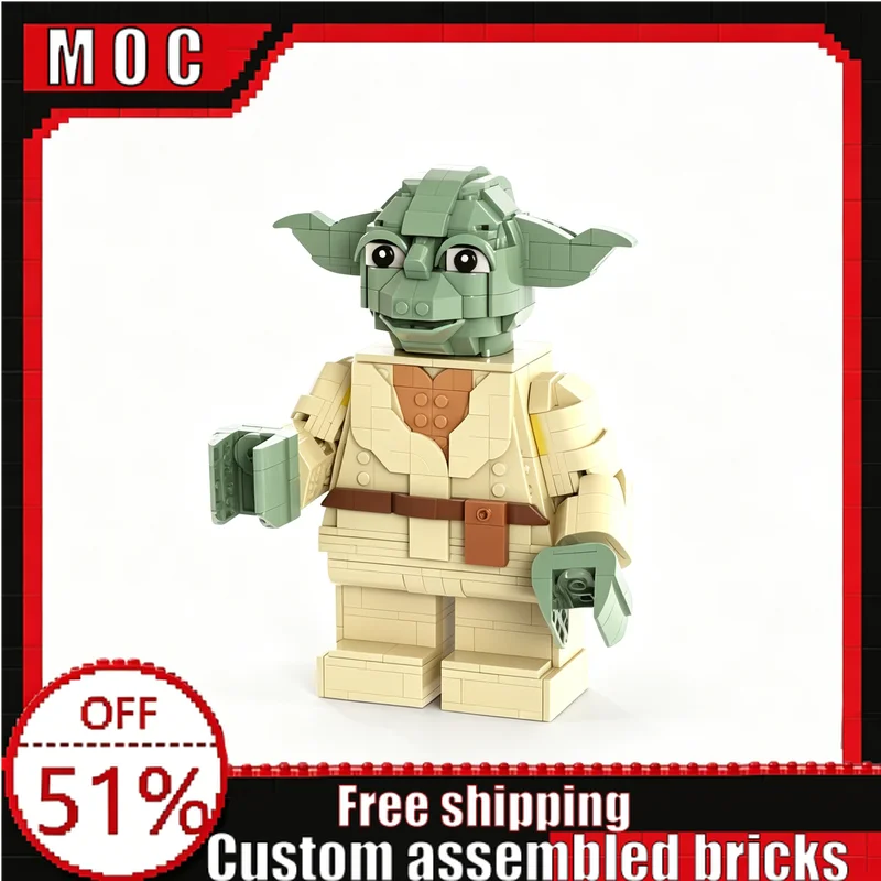 664 Piezas MOC Wise Alien Elder, Bloques de Construcción de Personajes, Modelo de Ensamblaje DIY, Juguetes Educativos, Colección Creativa, Regalos de Cumpleaños