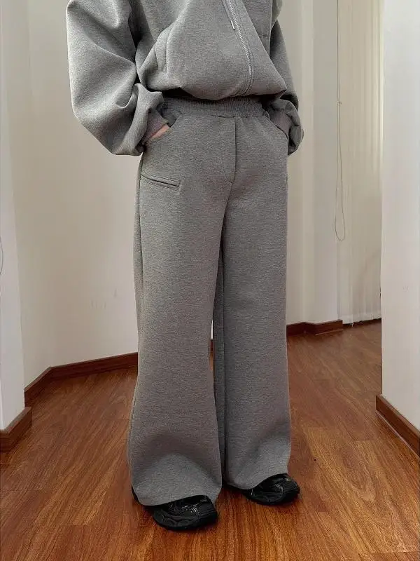 

Basic Pure Color Sweatpants Men's Women's Loose Casual Straight Leg Sports Pants Drapey Comfortable Lazy Sle All Season