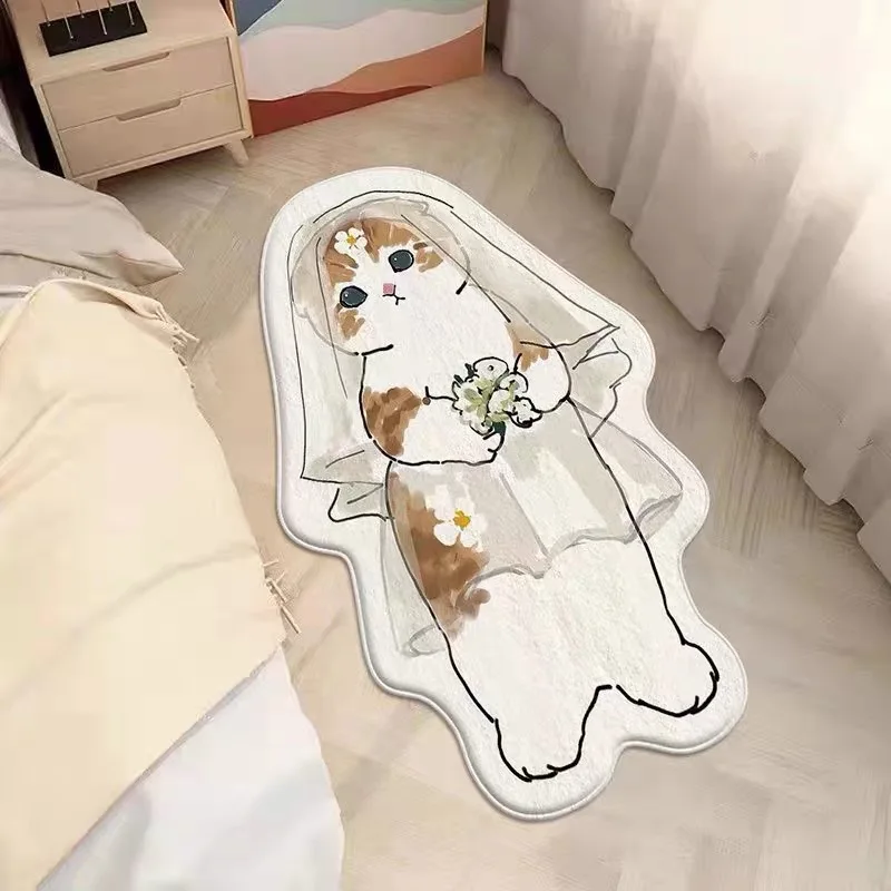 VIKAMA Special Cartoon Imitation Cashmere Carpet Children's Bedroom Bed Plush Mat Cute Girl Room Decorative Foot Mat