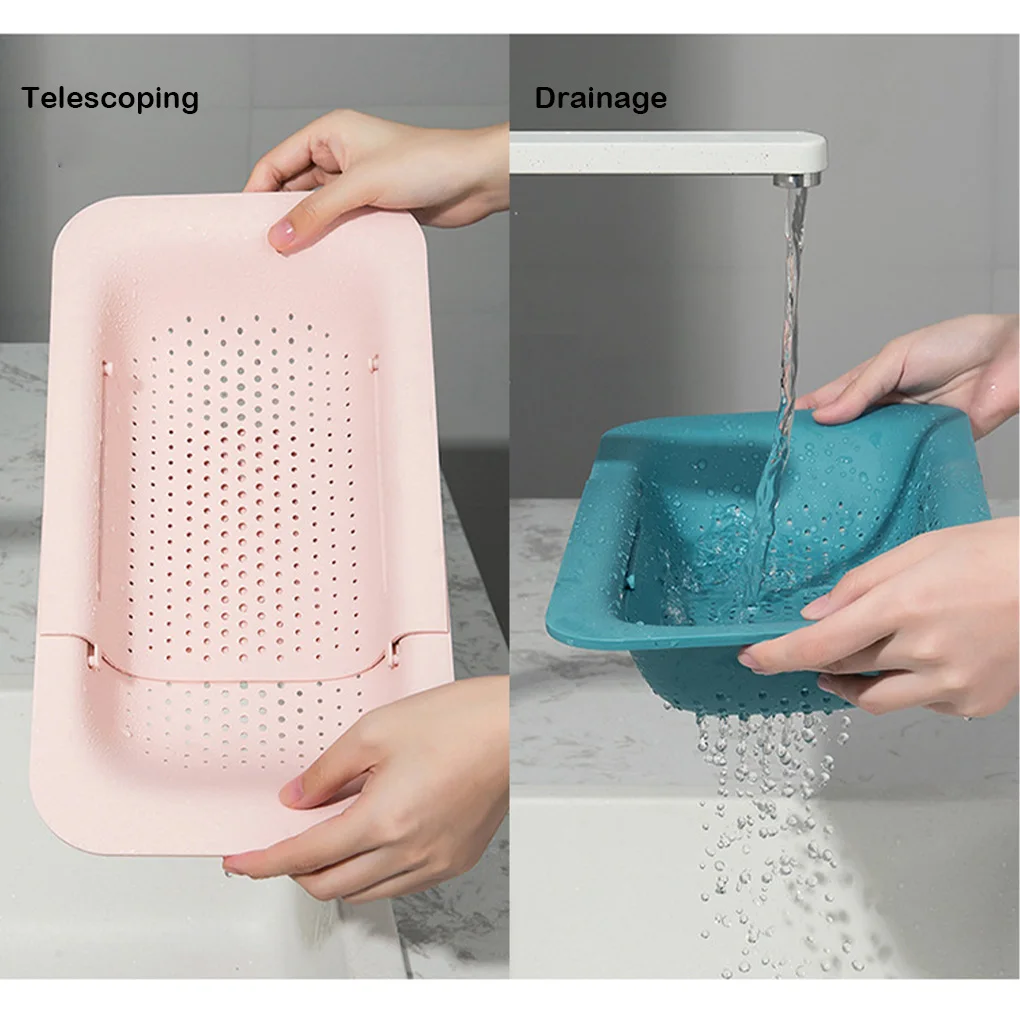 Drain Basket Collapsible Colander Noodle Pastas Food Extendable Kitchen Gadgets Cleaning Accessories Dryer Tray