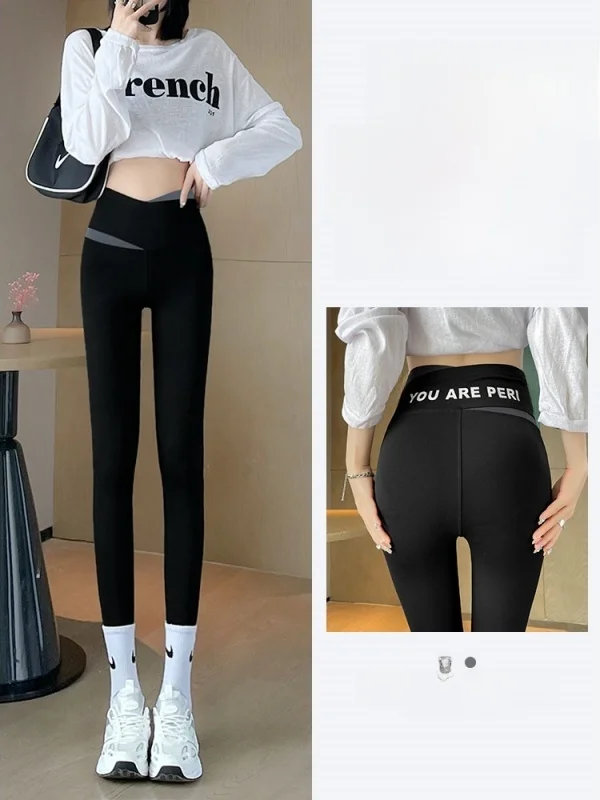 

High Waist Yoga Pants Women's Fitn Tummy Control Butt Lifting Thin Winter arkskin Pants Barbi Sle Trendy Base Layer