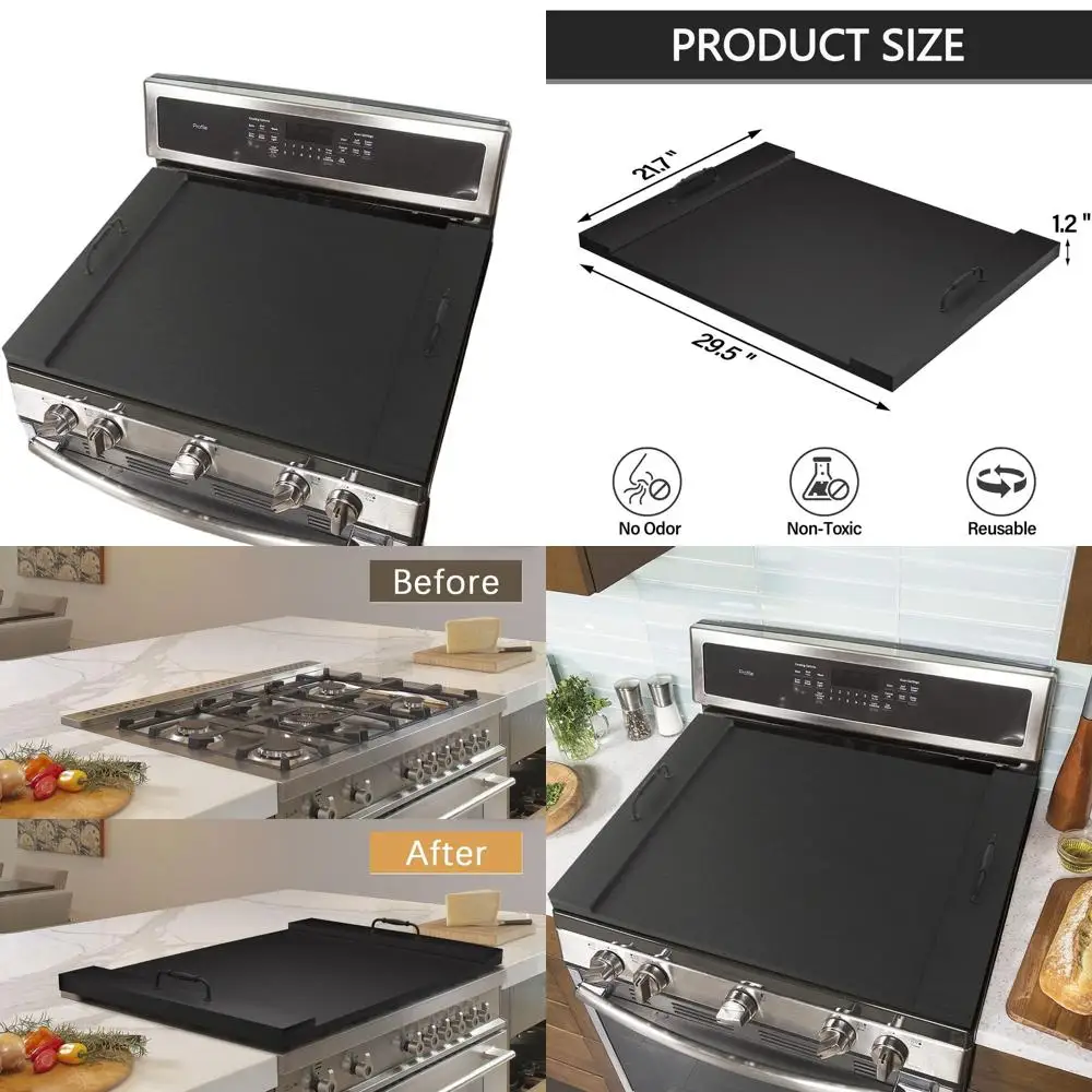 

Черная крышка для электрической варочной панели, 29,5 дюймов (длина) x 21,25 дюймов (ширина) с ручкой