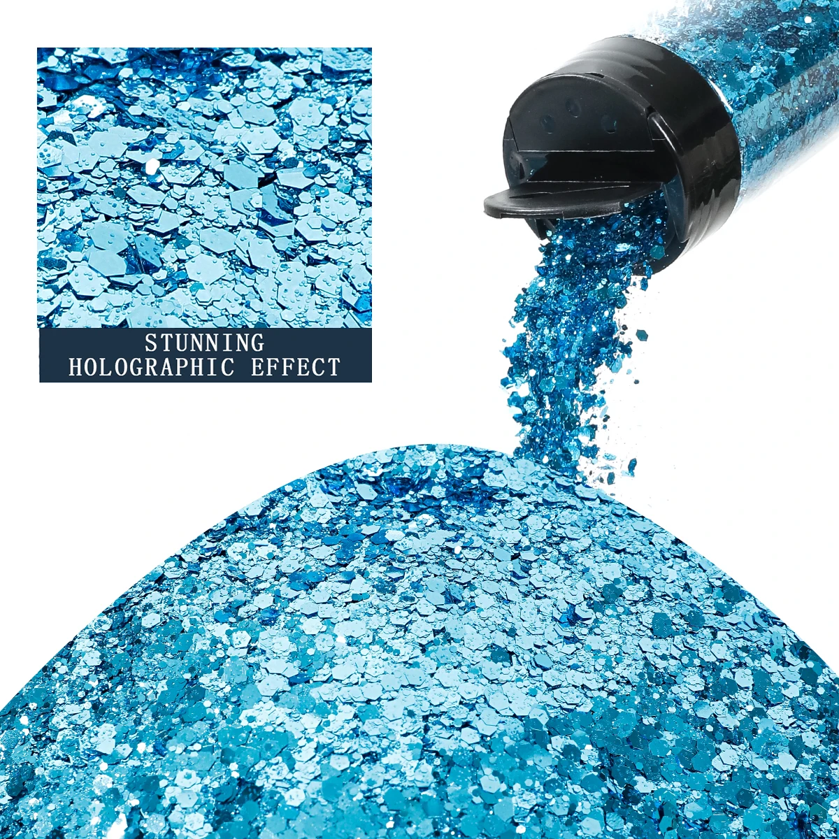 80 g Metallic-Mix, klobiger Glitzer, Bastel-Glitzerpulver, gemischte, klobige, feine, schillernde Nagel-Pailletten für Nägel, Festival-Dekoration – Detail 7