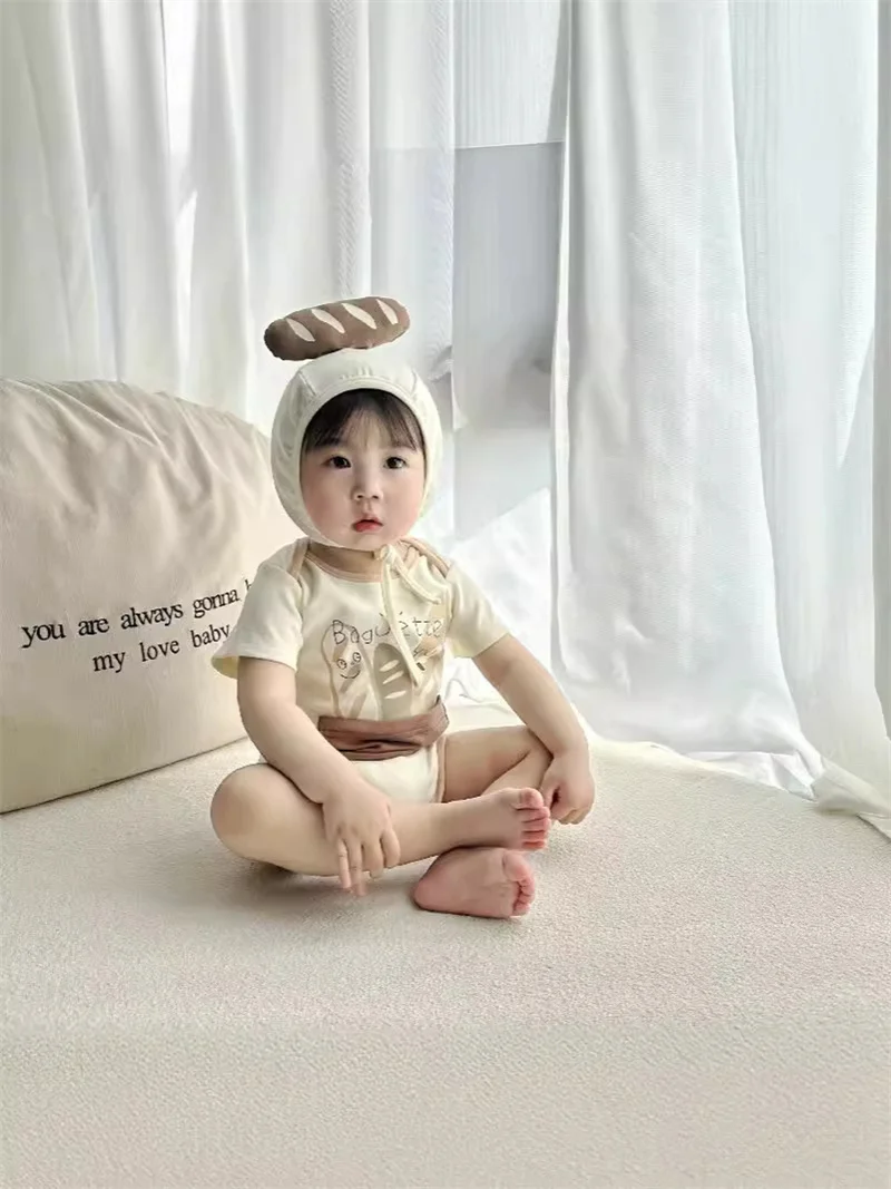 Korean Newborn Baby Clothes Girl Boys Bodysuit Onesie Funny Romper Clothing  Bread StickFashion Toddler Girls Suit Baby Jumpsuit