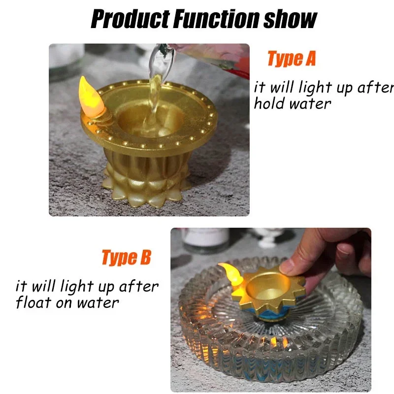 Lampa świecowa LED Diwali symulacja Deepavali świeca dekoracyjna mała pływająca dekoracja lampa naftowa pływająca na wodzie podgrzewacz LED