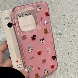 cartoon pink background full screen animal Phone Case for Samsung Galaxy S24 S23 S22 S21 S20 S10 Note20 Ultra Plus 4G 5G Clear
