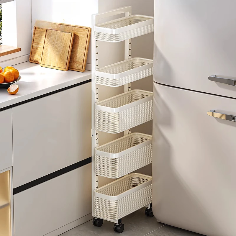 trolley rack, kitchen crevice storage rack, extremely narrow slit basket, removable vegetable snack rack