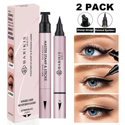 Kit de maquillaje impermeable con delineador de ojos, 2 bolígrafos con sello triangular, negro, marrón, líquido, 2 en 1