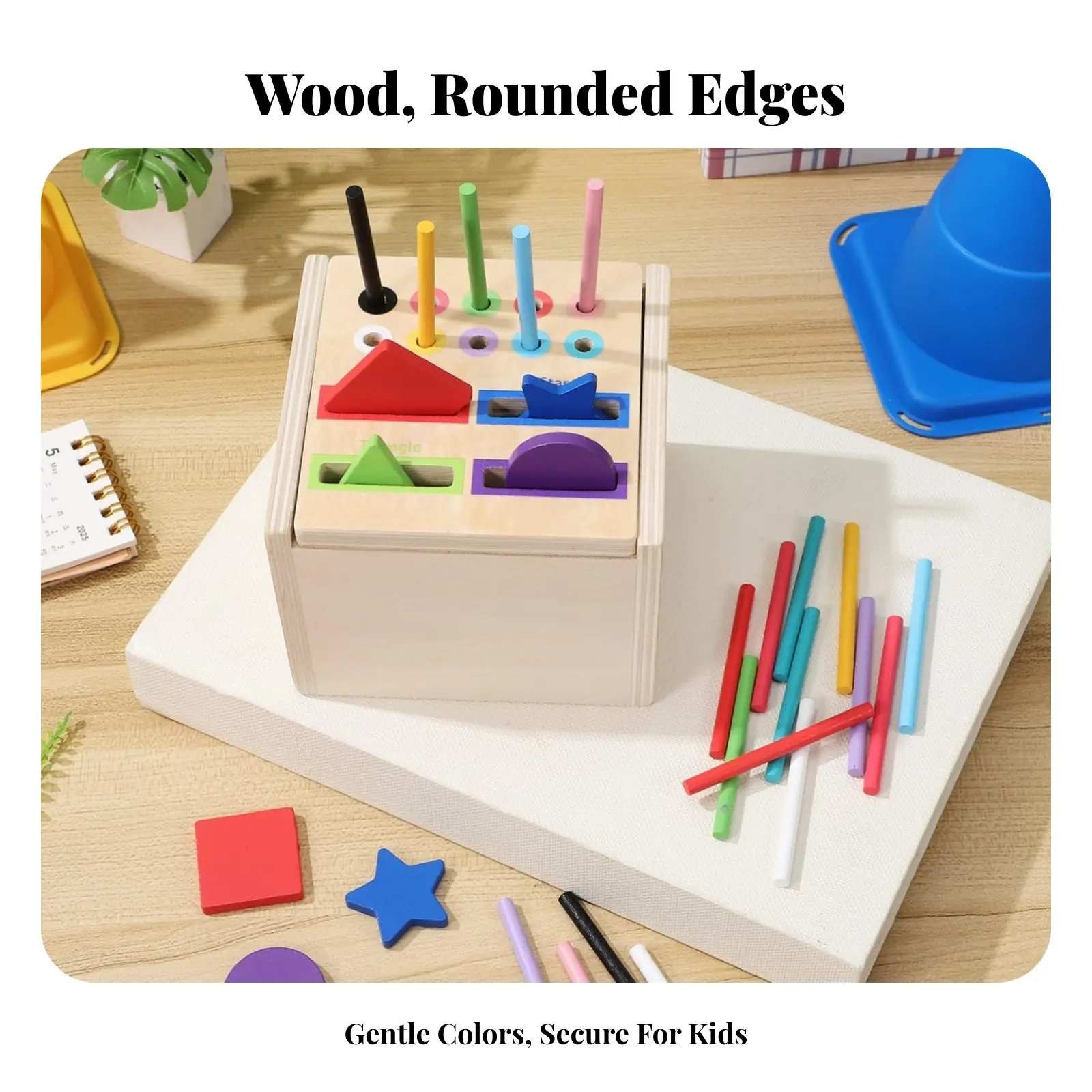 

Color and Shape Matching Toy Develops Fine Movement Skills Wooden Shape Sorting Box Color Recognition Toy Hand-Vision