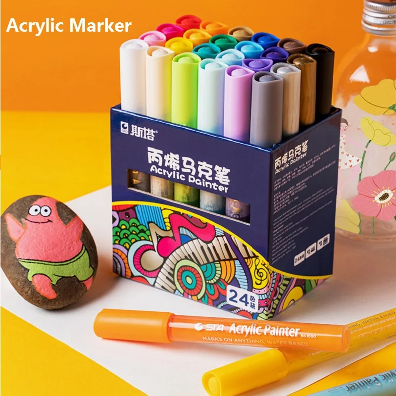 

12~50 Color Acrylic Marker Pen Set ,Waterproof Water Based graffiti Painting Pen Set For Metal Glass Ceramic Leather Fabric Tire