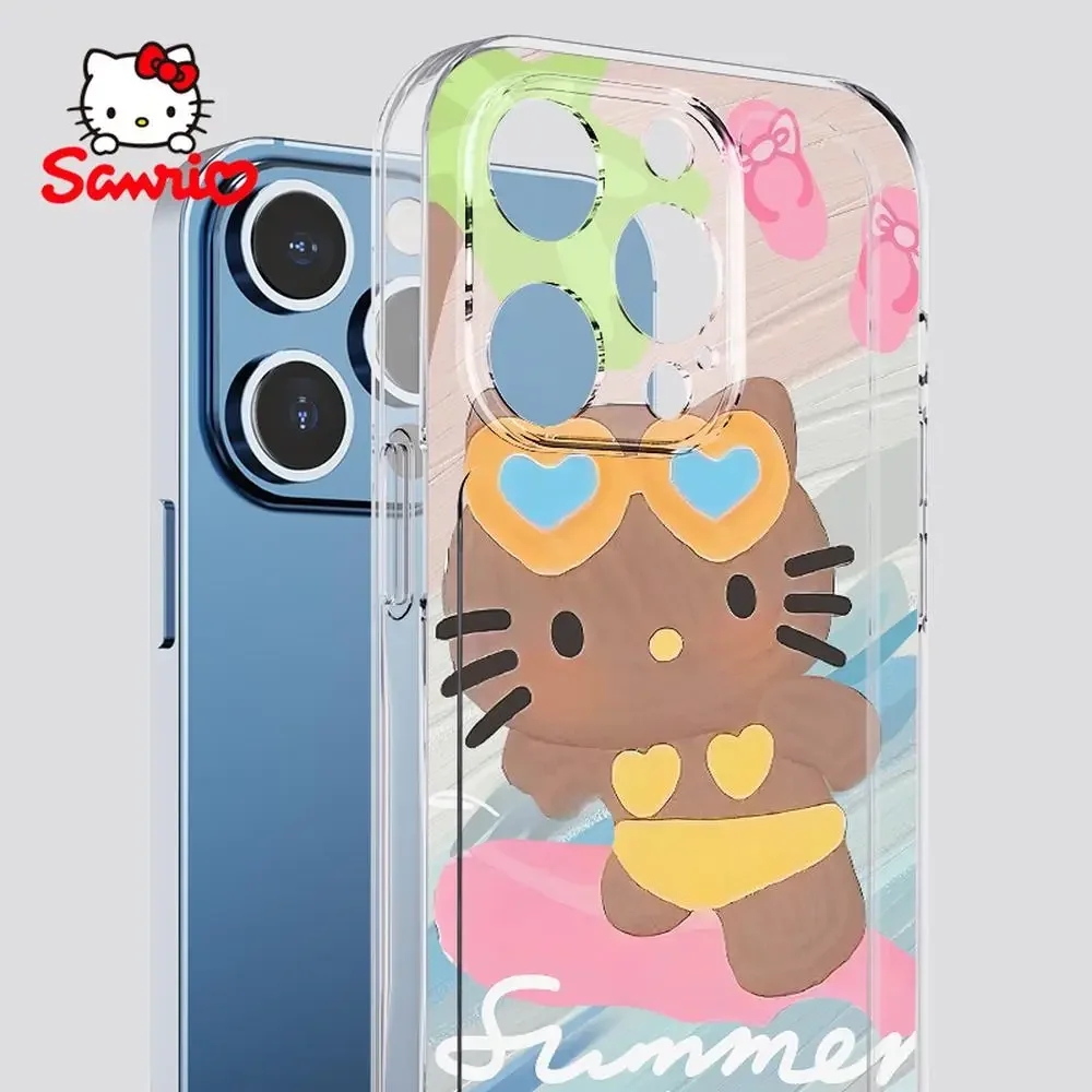 حافظة هالو كيتي آيفون 13 آيفون 16/15/14/13/12/11/x/xs/xs ماكس بنات آيفون حافظات سانريو Kt موضة إكسسوار 2025 جديد
