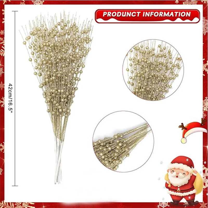 60 رؤساء بريق التوت زهرة اصطناعية شجرة عيد الميلاد الحلي الديكور زهرية DIY إكليل الحرف ديكور المنزل لوازم نافيداد