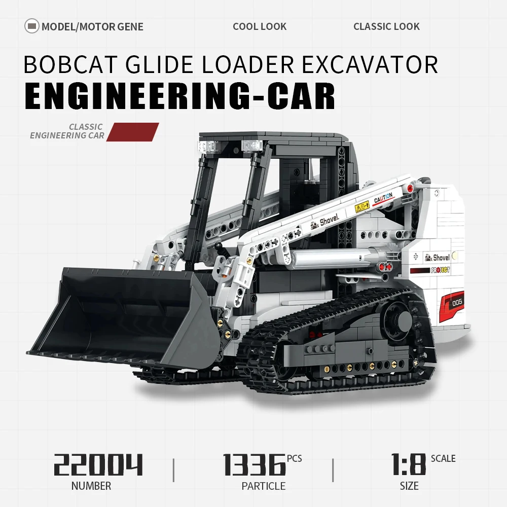 1366pcs High-Tech Bobcat Glide Loader Excavator RC Engineering Vehicle 22004 Moc Bricks Technical Model Building Blocks Boy Toys