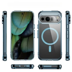 Non-Yellowing for Magsafe Shockproof Acrylic Phone Case for Google Pixel 9 Pro XL 10 9A 8 Hard Magnetic Wireless Charging Cover