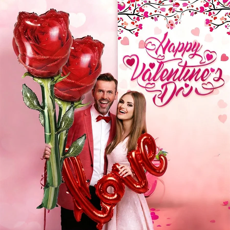 كبير 132 سنتيمتر زهرة الورد مع 108 سنتيمتر رابط الحب احباط بالونات لعيد الحب الزفاف المشاركة الذكرى رومانسية حفلة ديكو #1