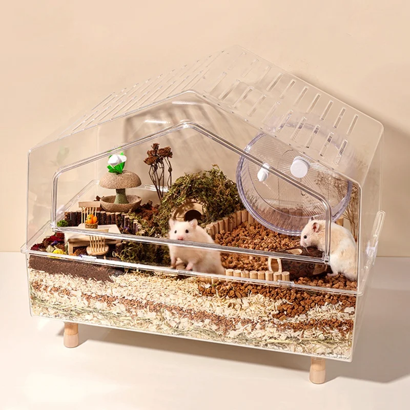 

Large Guinea Pig Dwarf Hamster Habitats Fully Transparent Small Animals Cages For Hamster's House Making