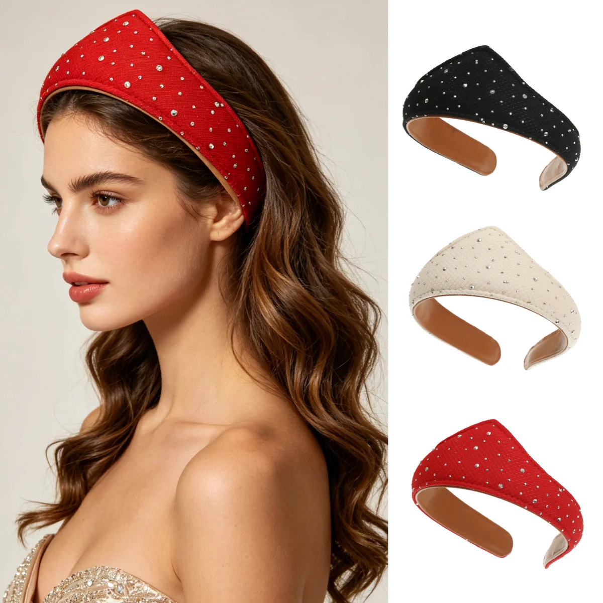 

1 шт. Обруч для волос со стразами в виде короны, классический модный женский ободок с широким краем для свадеб, тиары для невест, украшения для волос на вечеринки и фестивали