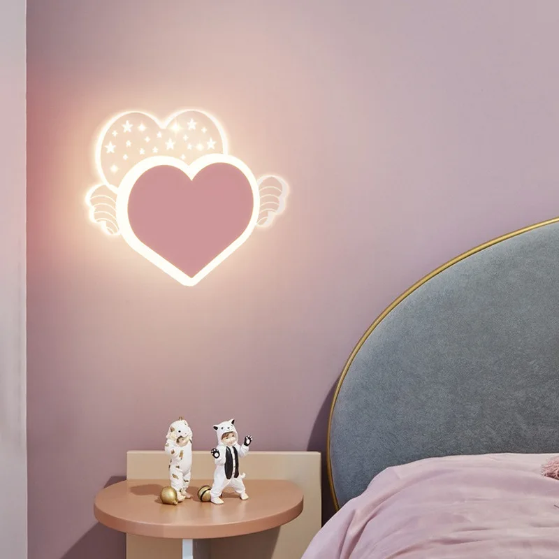 Wall-mounted Boy or Girls Children\'s room Wall Lamp 3 Color Bedroom Nightstand Lamps Bedside Table Lamp Led Wall Sconce Light