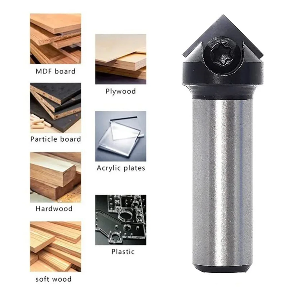 90 Degree Single Carbide V Groove Router Bit Insert Style Spoilboard Surfacing Milling For Woodworking 1/4 1/2 Inch Shank