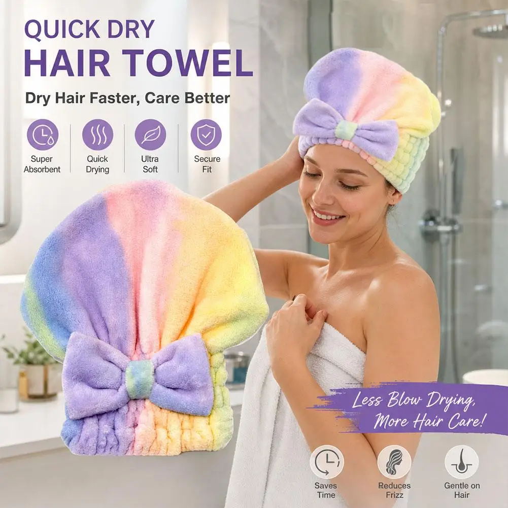 Microfiber Hair Dry Towel Absorbent Soft Head Wrap Bowknot Hair Drying Cap Hair Turban for Women Girls Dorm Bathroom Travel