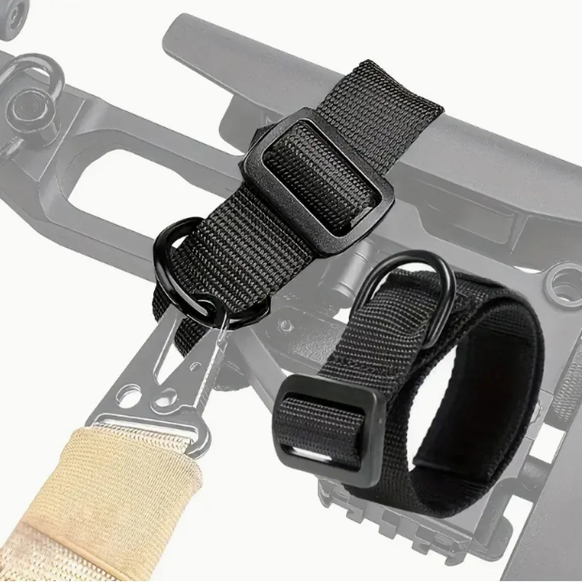 Tactical Gun Sling Adapter Black Heavy Duty D Ring Loop Nylon Webbing Shoulder Strap Attachment for Shotgun Rifle Buttstock