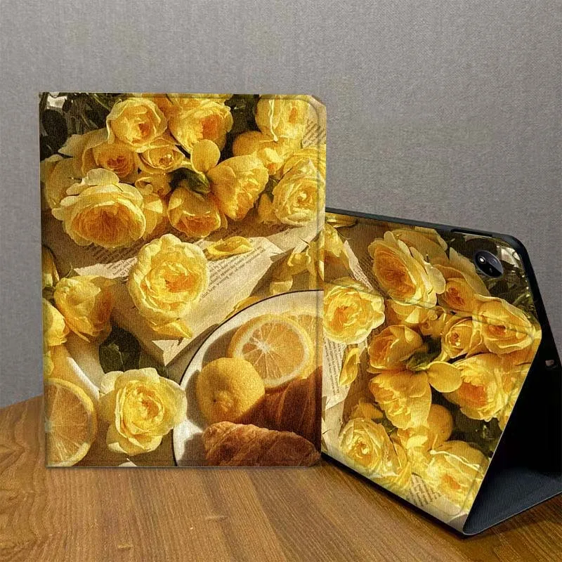 

Yellow Rose Pattern For Vivo IQOO Pad2 Pad3 Pad5 Air SE Pro 12.1 12.3 13 11.5 11 inch Tablet Case