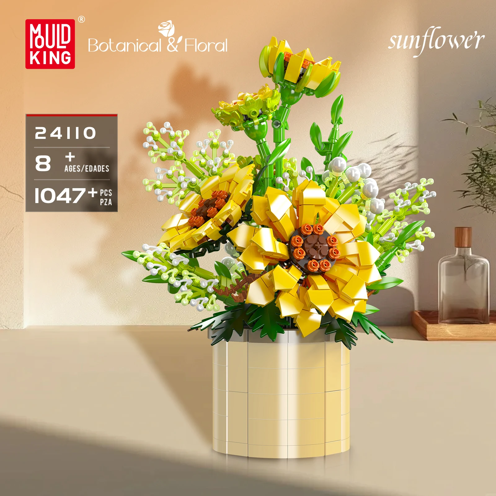 

Mould King 24110 Sunflower Building Blocks Potted Plants Simulation Flower Bouquet Home Decor Kid Assembly Toy Girl Gift 1047pcs