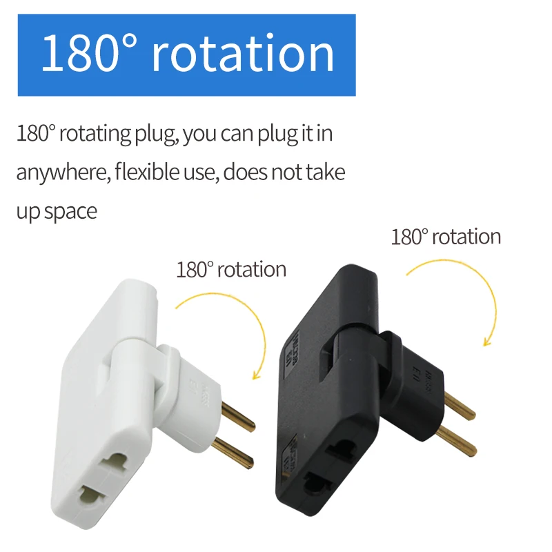 4.0mm European Standard Plug 1in3 Travel Convenient 180° Rotating Adapter France Germany Sweden Greece Charging Converter New