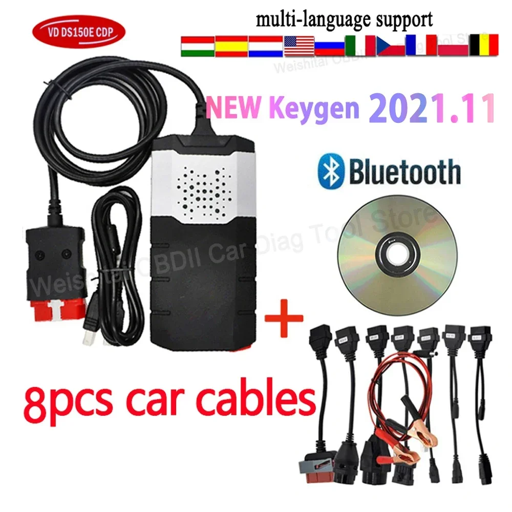 2024 Best VD DS150E CDP Bluetooth 2021.11 Keygen VdIJk Autocoms Pro TNESF DELPHIS ORPDC Car Truck Obd2 Scanner Diagnostic Tools