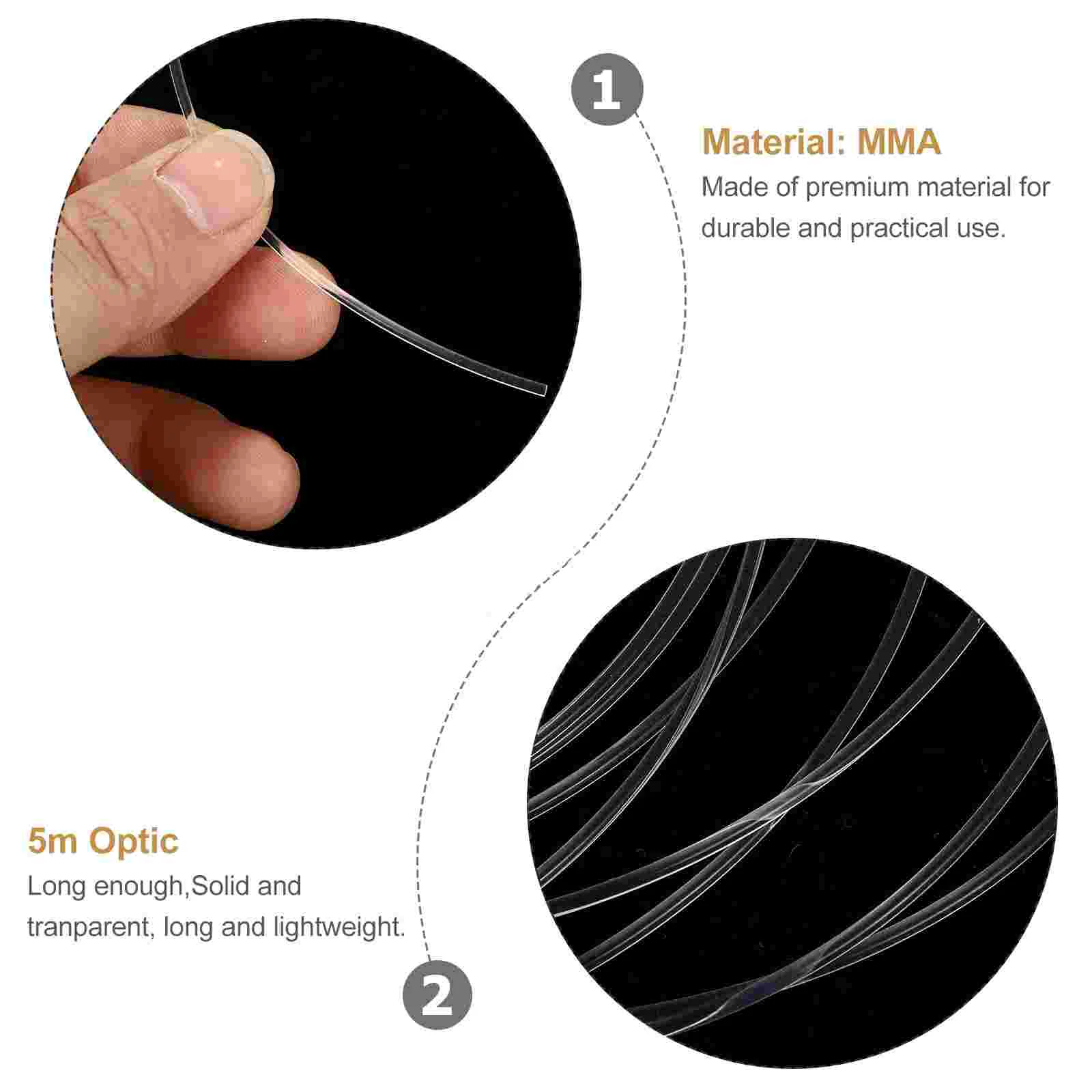 

1pc 2m Optic Fiber Cable Optical Fiber Solid Transparent Light-emitting Fiber MMA Material (White 15mm)