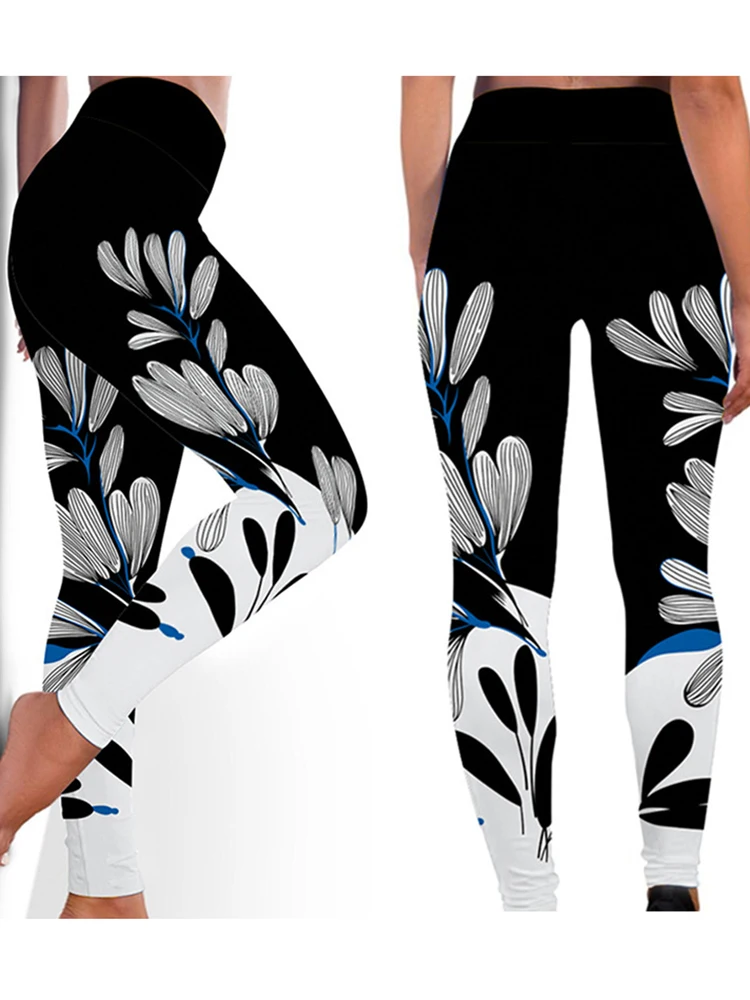 Digital Printed Leggings Yoga Pants Women Fitness Push Up Tight Wear Gym Training Sports Running Leggins Elastic Trousers