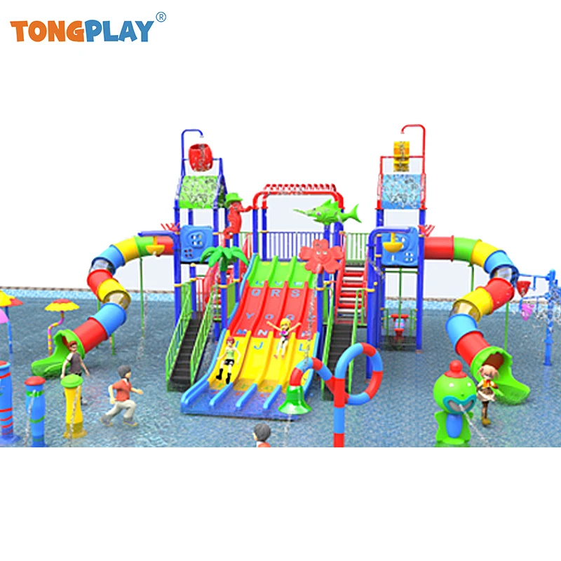 Water Amusement Park Play Brinquedos, Aqua Park, Splash Game Equipment, Slide com baldes basculantes, para venda