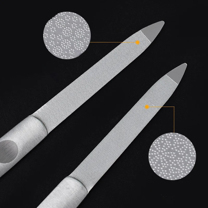 2pc Stainless Steel Professional Nail File with Dual-Sided Exfoliating Sandpaper for Finger and Toe Nail Care
