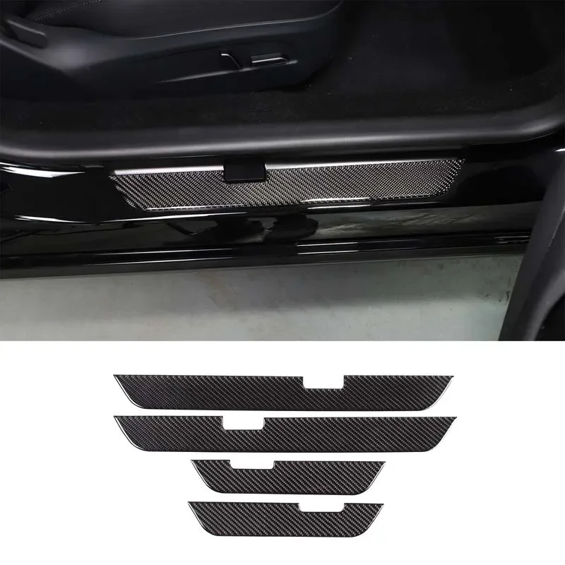 

For Tesla Model 3 2023 2024 Soft Carbon Fiber Car Door Sill Anti Kick Pad Protection Sticker Trim Cover Car Accessories