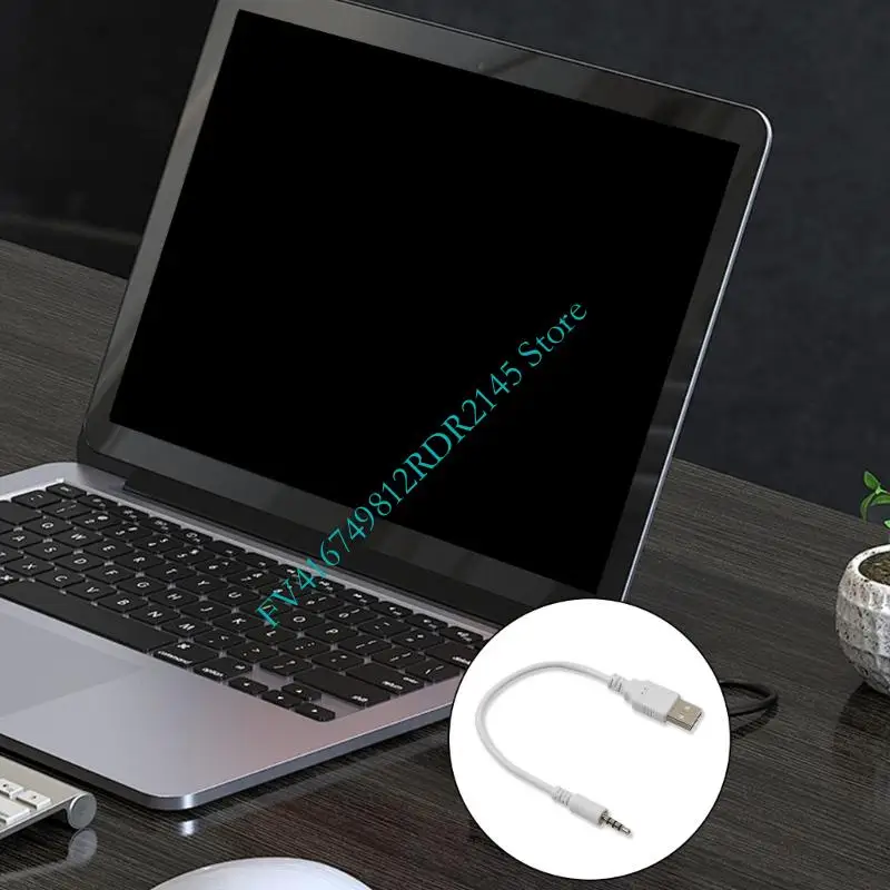 B2EF USB ถึง 3.5 มม. สายเคเบิลการชาร์จการเชื่อมต่อ 3.5 มม. การเชื่อมต่อชายสำหรับแล็ปท็อปลำโพงรถยนต์และอุปกรณ์มือถือ