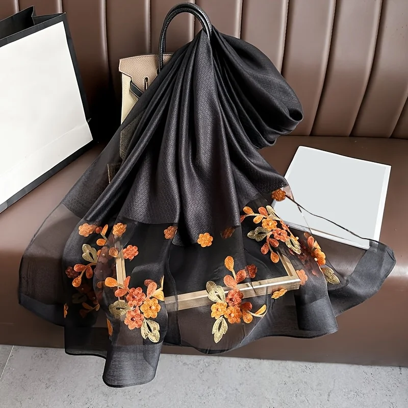 

Luxurious Begonia Embroidered Scarf-Lightweight Shawl-Lightweight，Breathable，Fashion-Mature elegance，For fashion-forward women