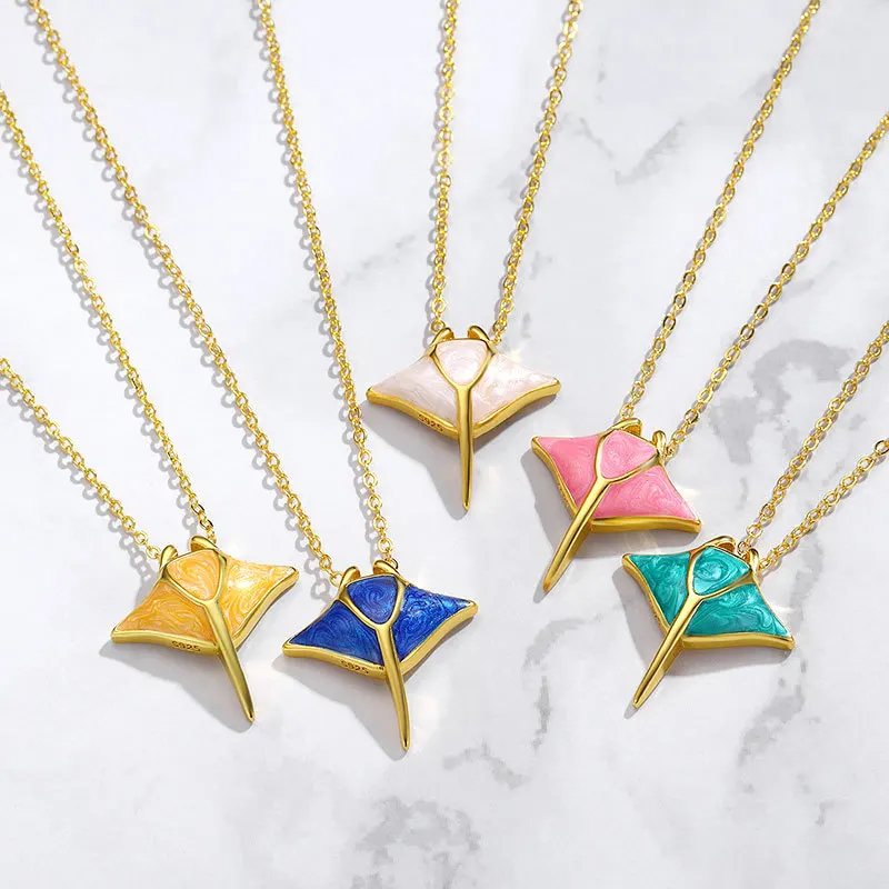 

Classic Cute and simple devil fish necklace fresh and fashion summer colorful enamel pendant collar chain party jewelry gift