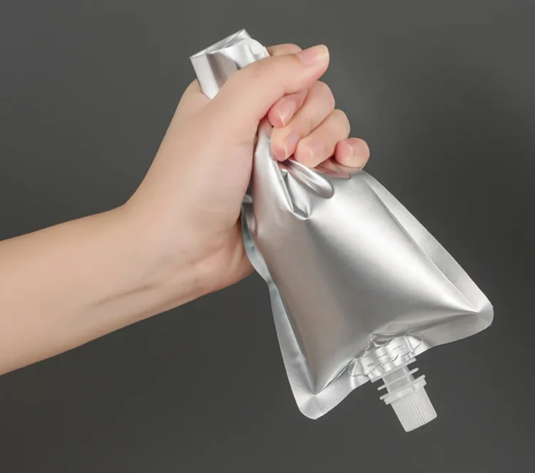 100PCS Stand up Pure Aluminum Foil Spout Packaging Bag Thick Water Coffee Milk Beer Beverage Juice Jam Ketchup Portable Pouches