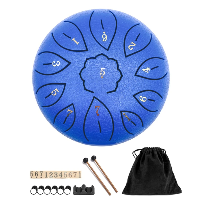 

Rain Drum For Outside, Steel Tongue Drum 11 Notes 6 Inches Chakra Tank Drum Steel Percussion Padded Mallets