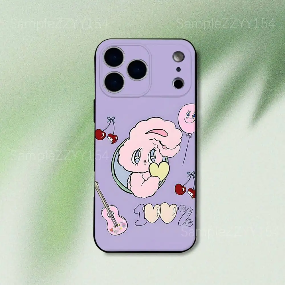 حافظة هاتف Esther Bunny Rabbit لهاتف iPhone 17,16,15,14,13,12,Pro,Max,Plus,E,SE4,Air,Mini Black Soft Funda