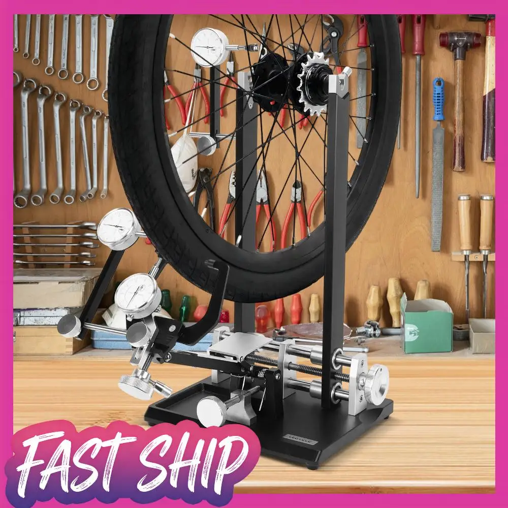 

Bicycle Wheel Truing Stand Aluminum Alloy Base MTB Road Bike Wheel Repair Set with Precision Dial Indicators for Cycling Repair