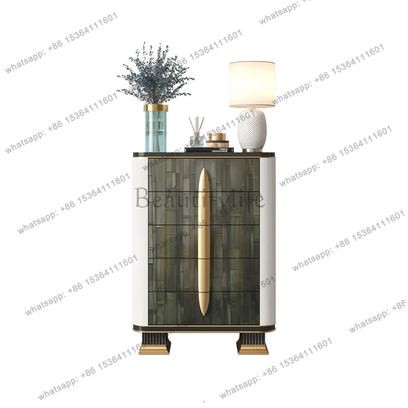 

American light luxury solid wood painted chest cabinet household bedroom storage locker